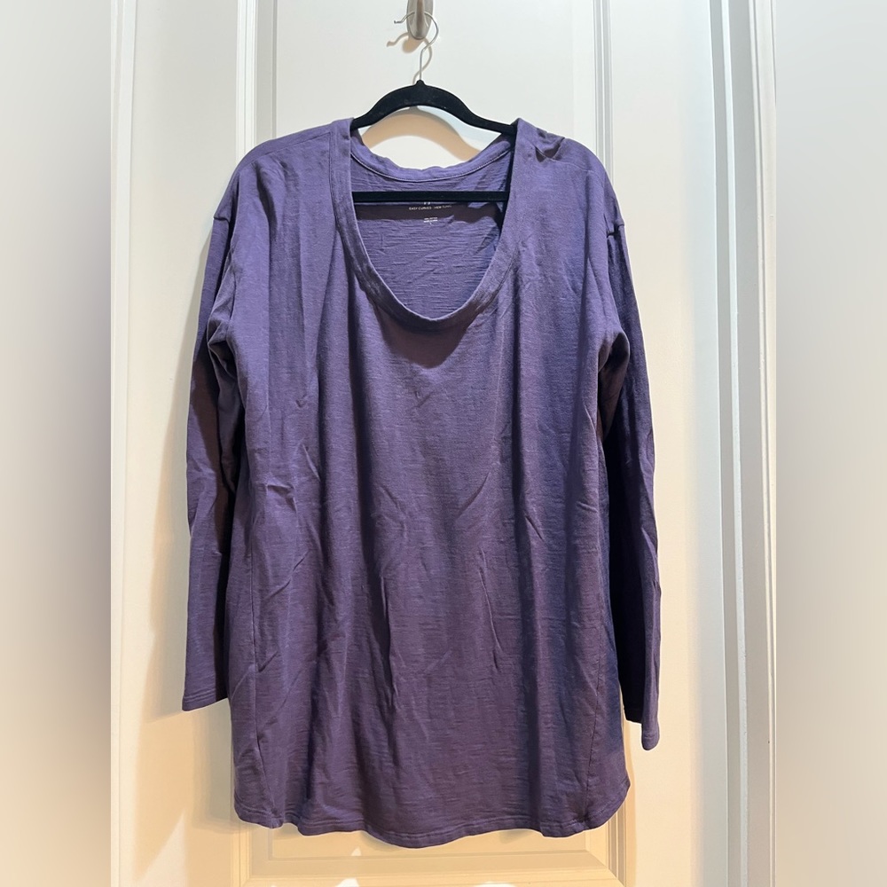 J. Jill Large Purple Easy Curved Hem Tunic LongSleeve armpit to armpit 25”